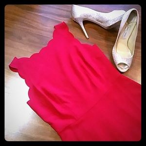 LOFT red scalloped dress